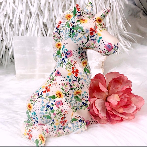 - Other - MAGICAL UNICORN Fantasy Flower Coin Piggy Bank Floral colorful Art And Fantasy